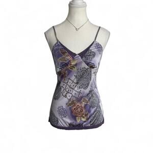 Y2K Floral Purple Lace 2000s Spring Fairy Tank Top Full Length Size Small